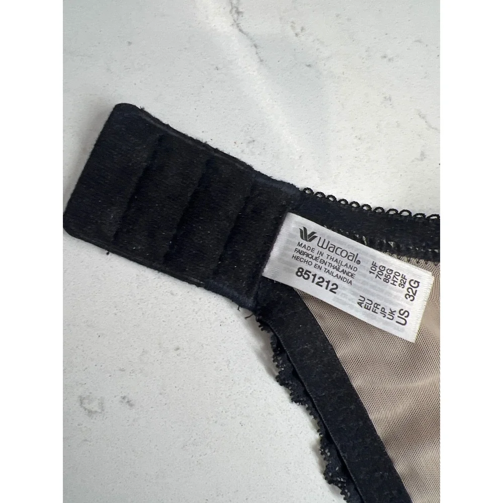 Wacoal‎ Retro Chic Full Figure Underwire Bra Black Lace 851212 US 32G